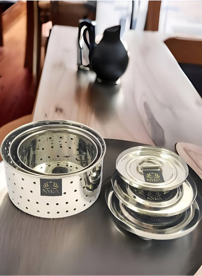 Nyra Kitchenware Stainless Steel Mould & Strainer with Top Press Lid - Image 4